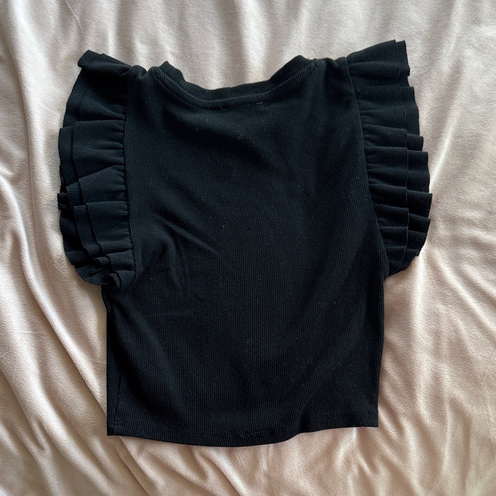 Black Ruffled Zara Top - Picture 3 of 4